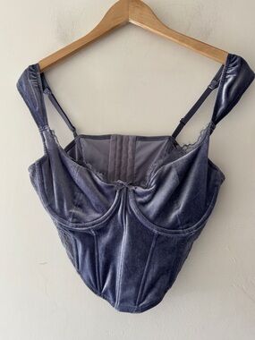 Garage Purple Velvet Corset Top Cap Sleeve
